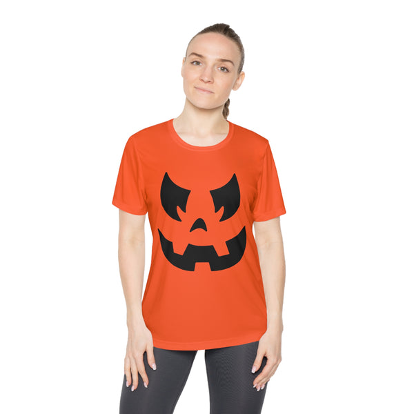 Pumpkin Face Halloween Run Shirt | Pumpkin Running Costume Tee | Halloween 5k Athletic Performance T-Shirt