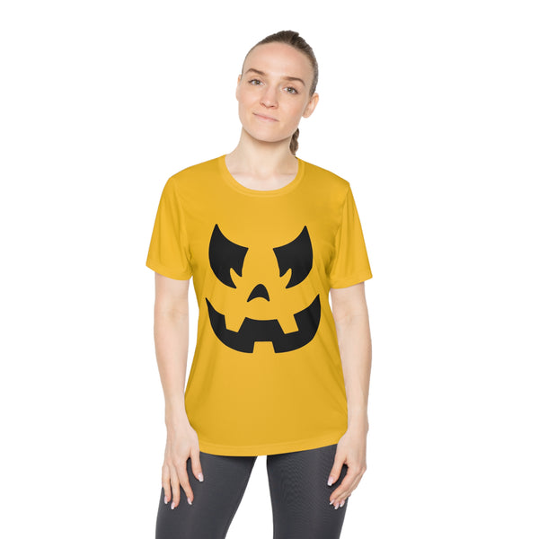 Pumpkin Face Halloween Run Shirt | Pumpkin Running Costume Tee | Halloween 5k Athletic Performance T-Shirt