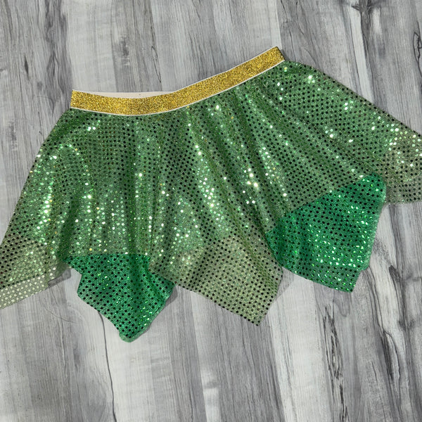 Fairy Pixie Sparkle Skirt for Running or Costume Lime on Green Tinkerbell