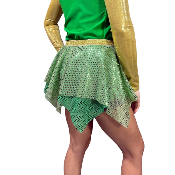 Fairy Pixie Sparkle Skirt for Running or Costume Lime on Green Tinkerbell