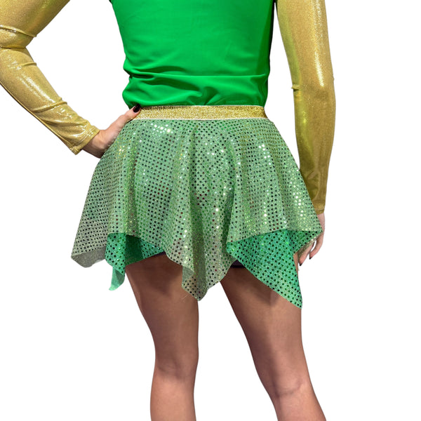 Fairy Pixie Sparkle Skirt for Running or Costume Lime on Green Tinkerbell