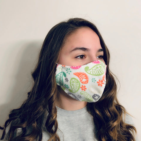 Paisley Cotton Flannel Reusable Fitted Mask w/Filter Pocket - Rock City Skirts